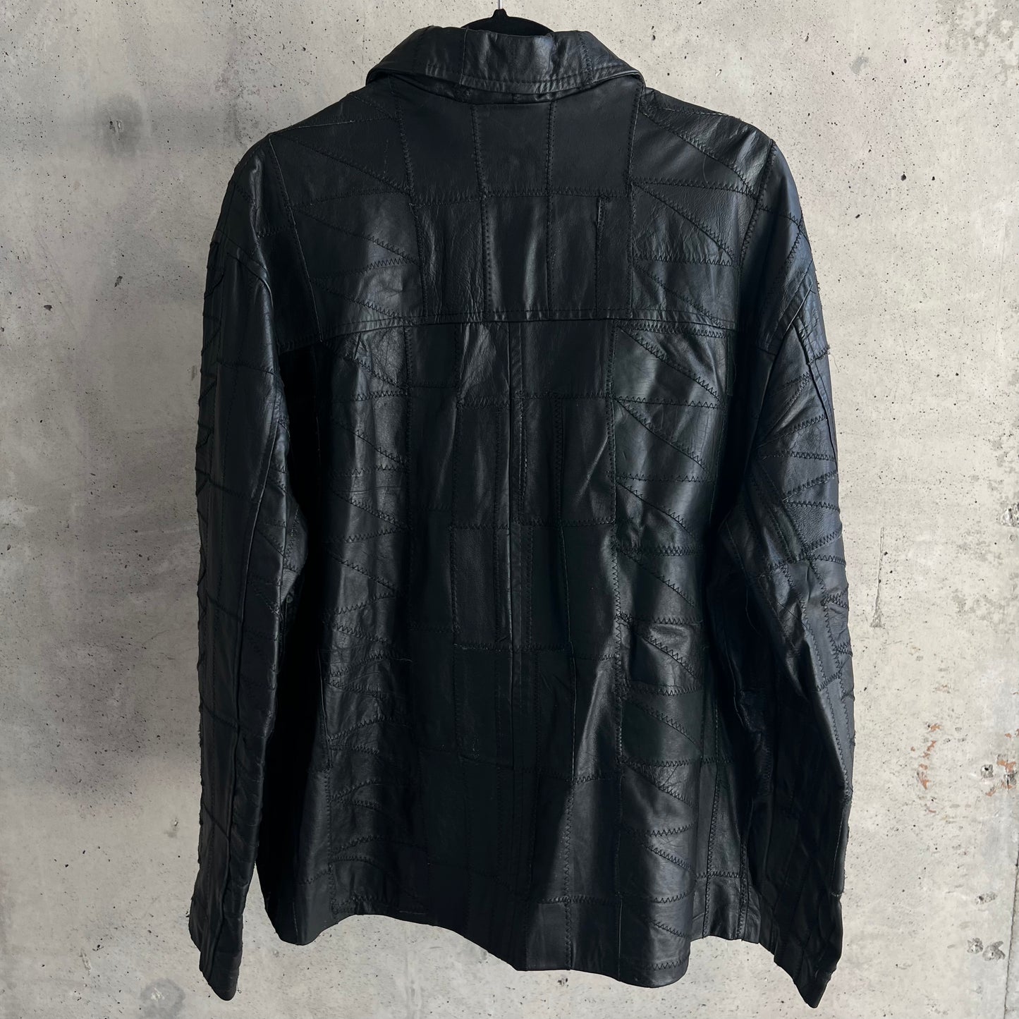 vintage leather patchwork jacket