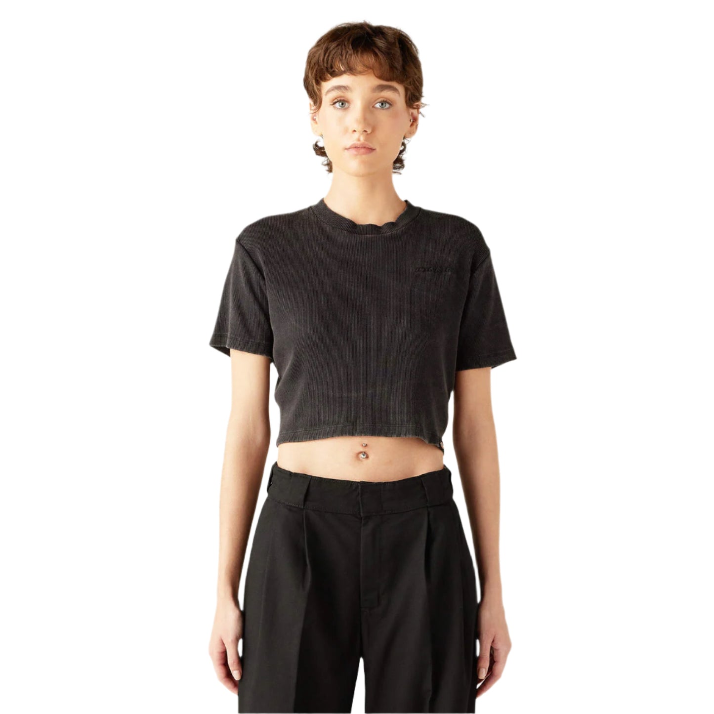 PLENTYWOOD CROPPED T-SHIRT - BLACK
