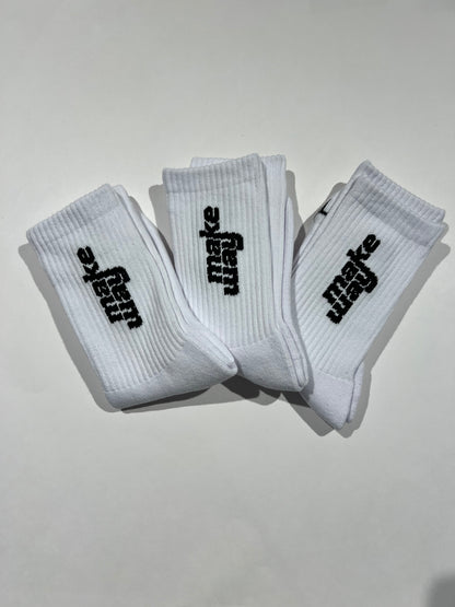 Makeway Crew Socks 3-Pack - White