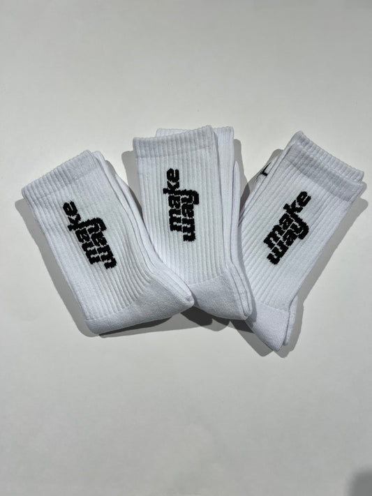 Makeway Crew Socks 3-Pack - White