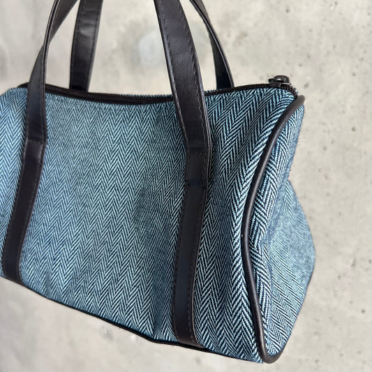 vintage denim herringbone mini purse