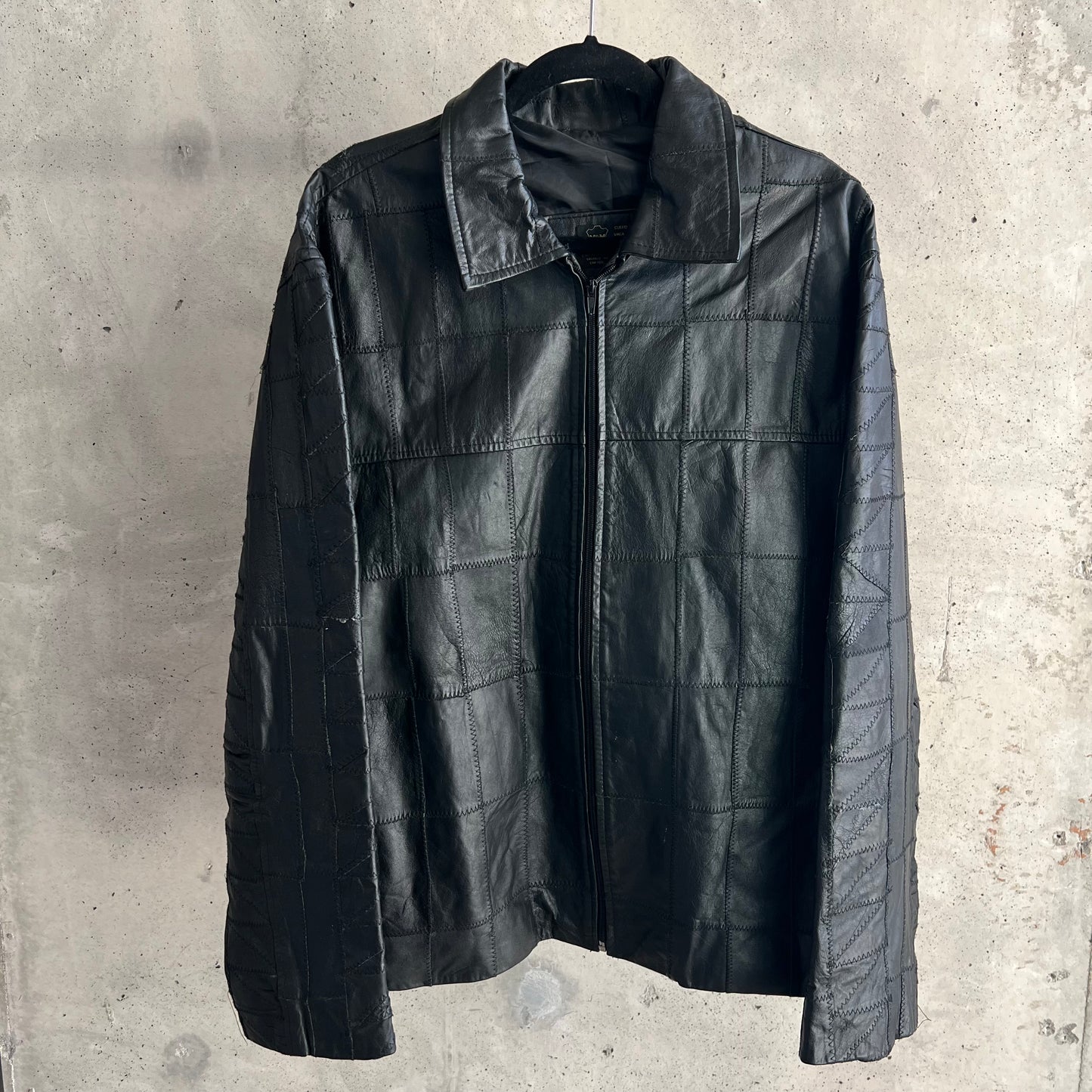 vintage leather patchwork jacket