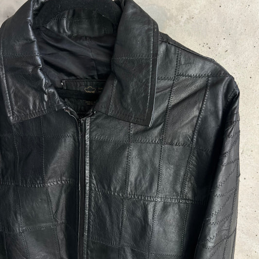 vintage leather patchwork jacket