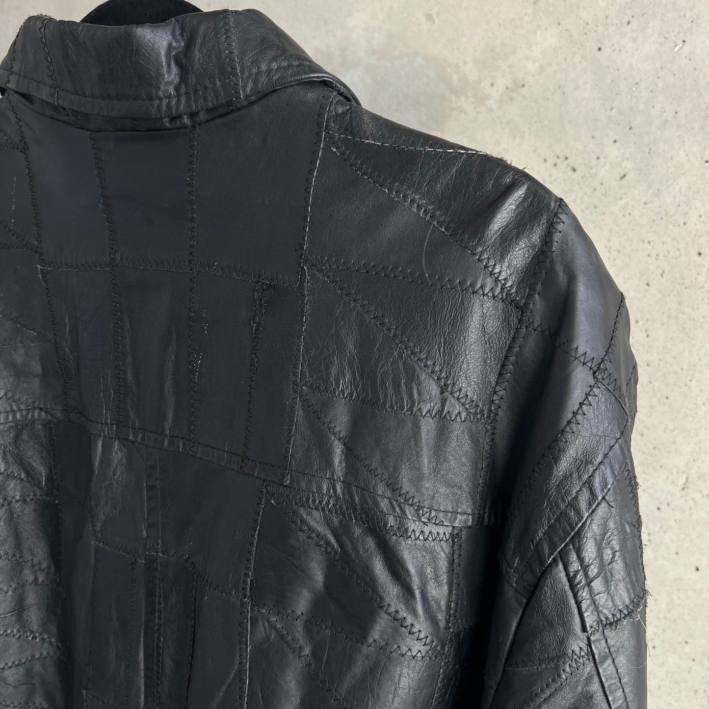 vintage leather patchwork jacket