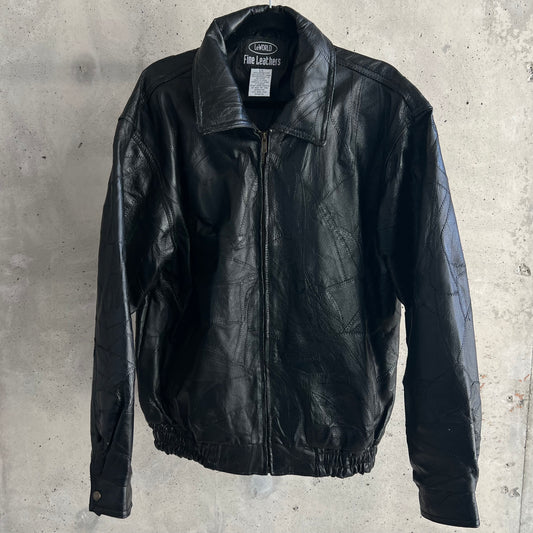 vintage leather patchwork bomber