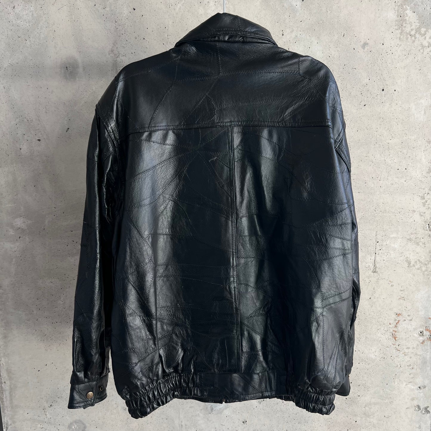 vintage leather patchwork bomber