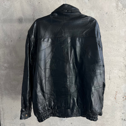 vintage leather patchwork bomber