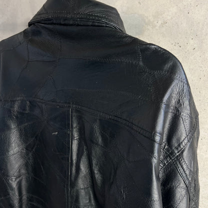 vintage leather patchwork bomber