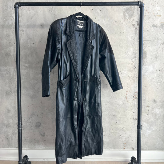 vintage 80s leather trench